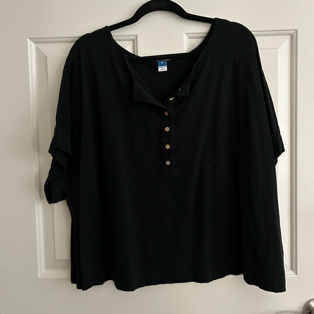 Black Button Down Crop Top